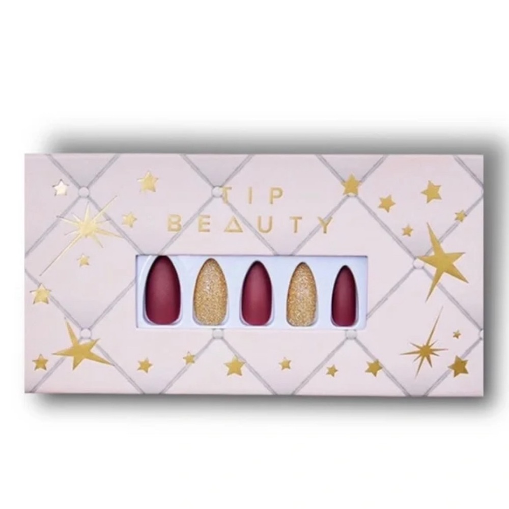 NIB Tip Beauty Luxury Artificial Nail Set in Rum & Coke + Fools Gold
